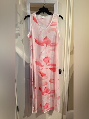 🌸 NWOT Pink Watercolor Floral Sleeveless Maxi Dress | Women’s XL (roomy M fit)